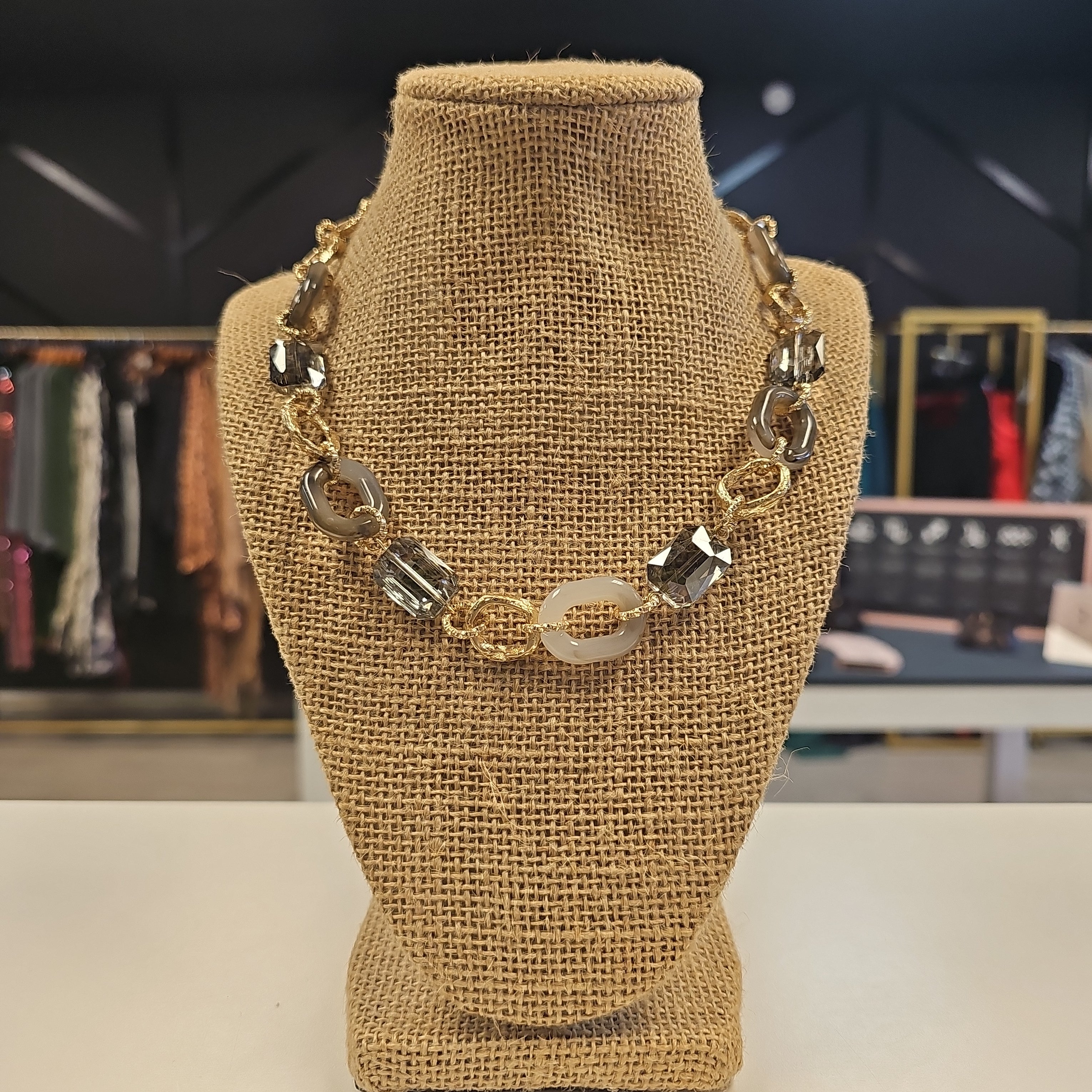 Acetate & Metal Link Necklace