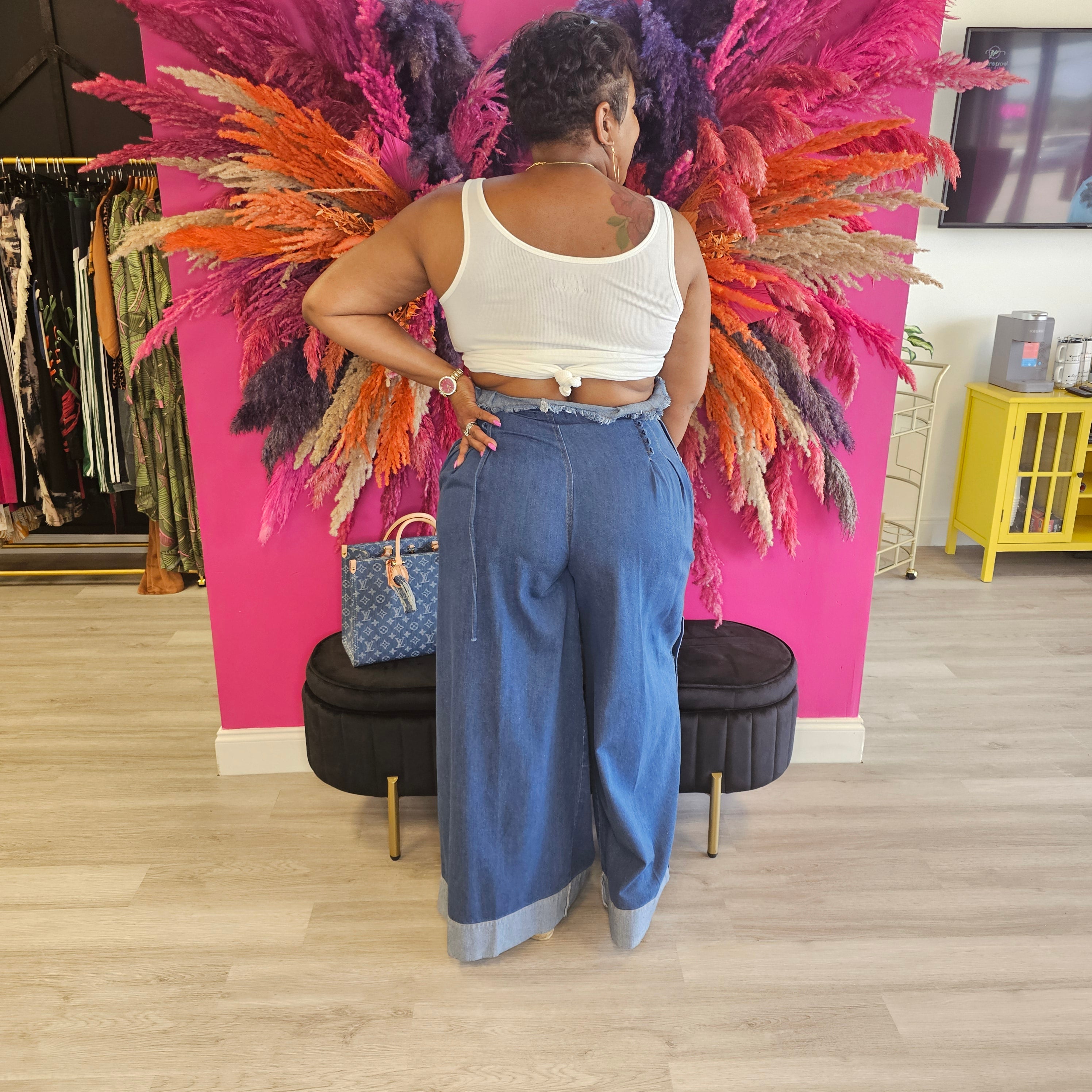 High Waist Jeans with Side Snaps