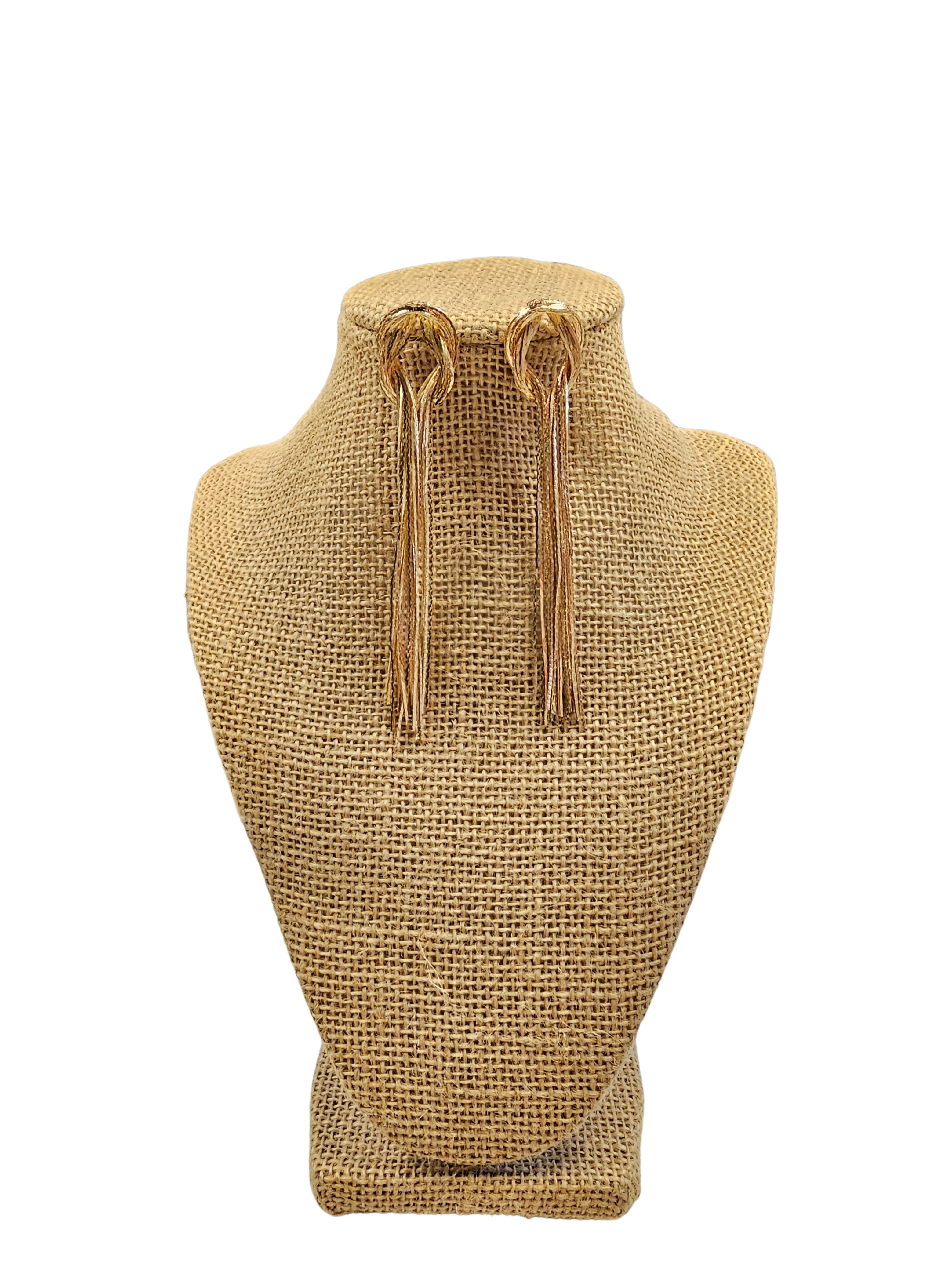 Gold Metal Tassel Drop Earrings