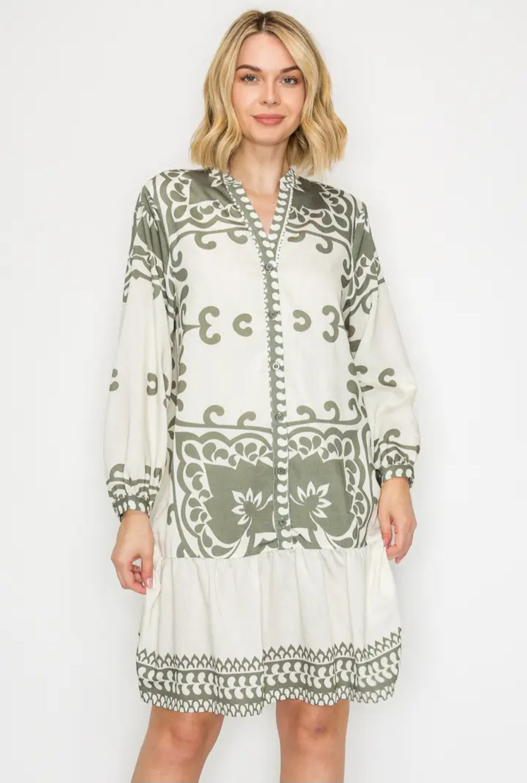 Jadira Mediterranean Print Dress