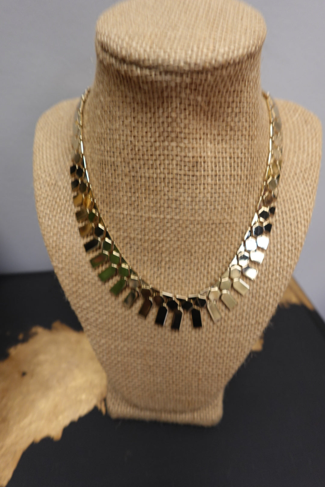 Octagon and Arrows Gold Link Necklace