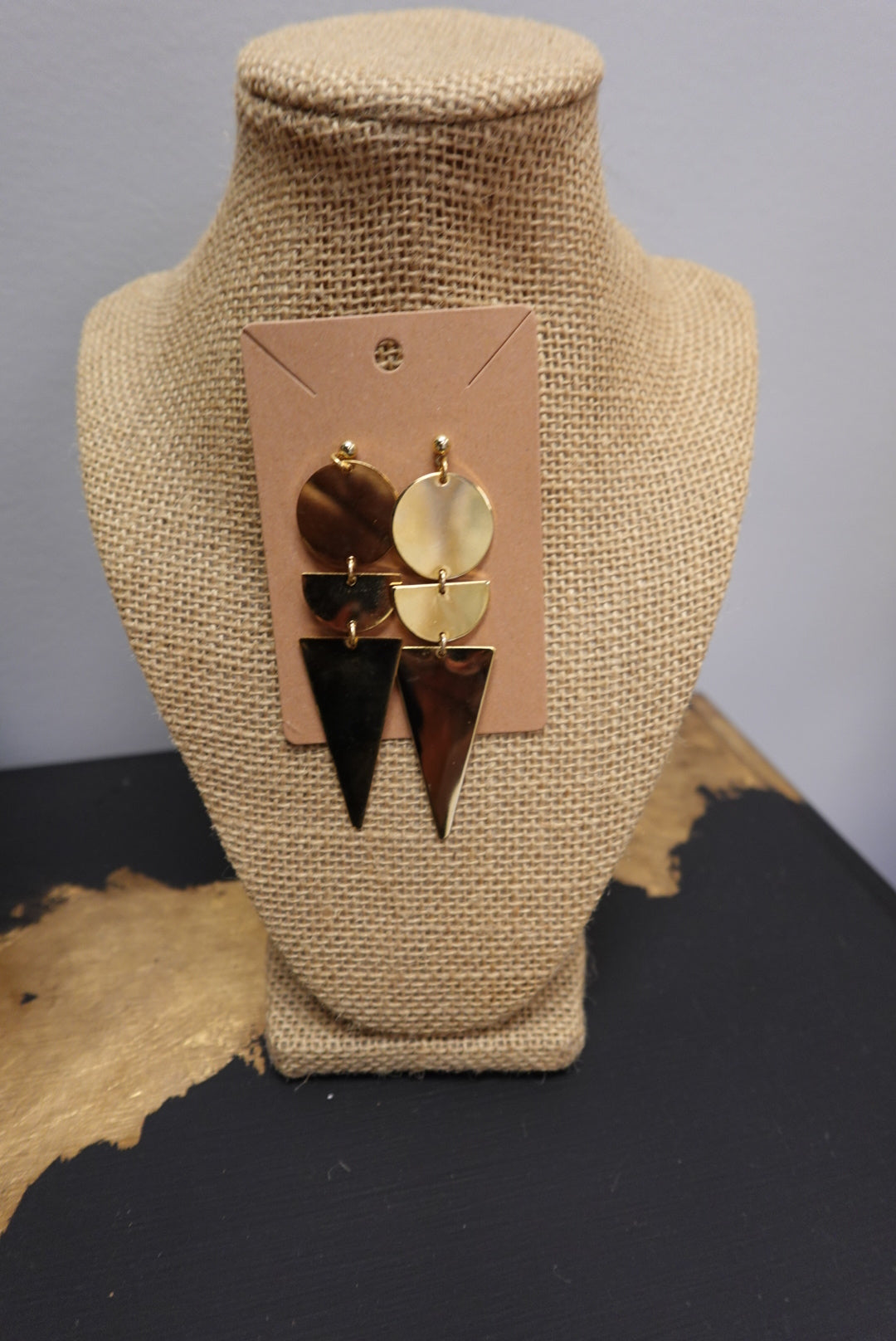 Circle, Triangles and Half Moon Earrings