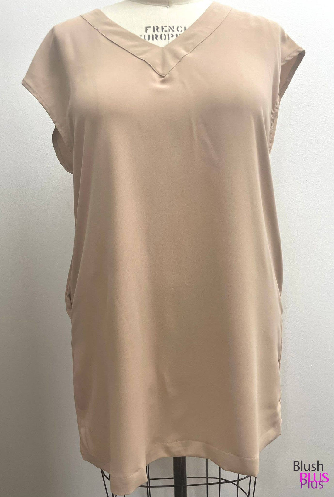 SOFT  FABRIC V NECK OFF SHOULDER SIDE POCKET  SHIF