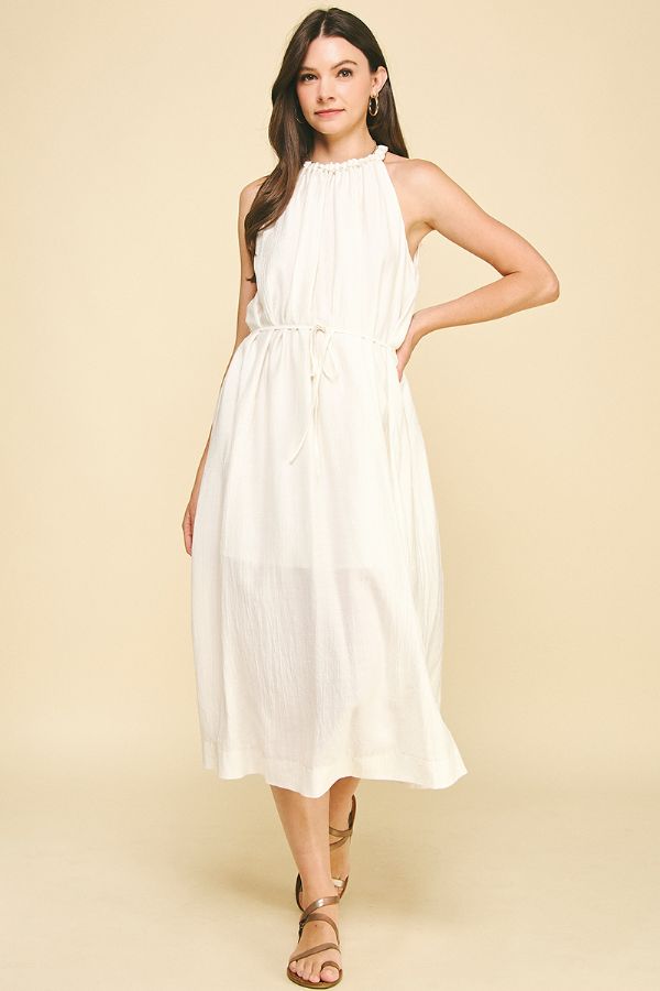 Ivory Textured Midi Dress