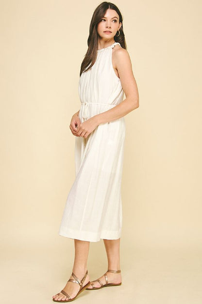 Ivory Textured Midi Dress