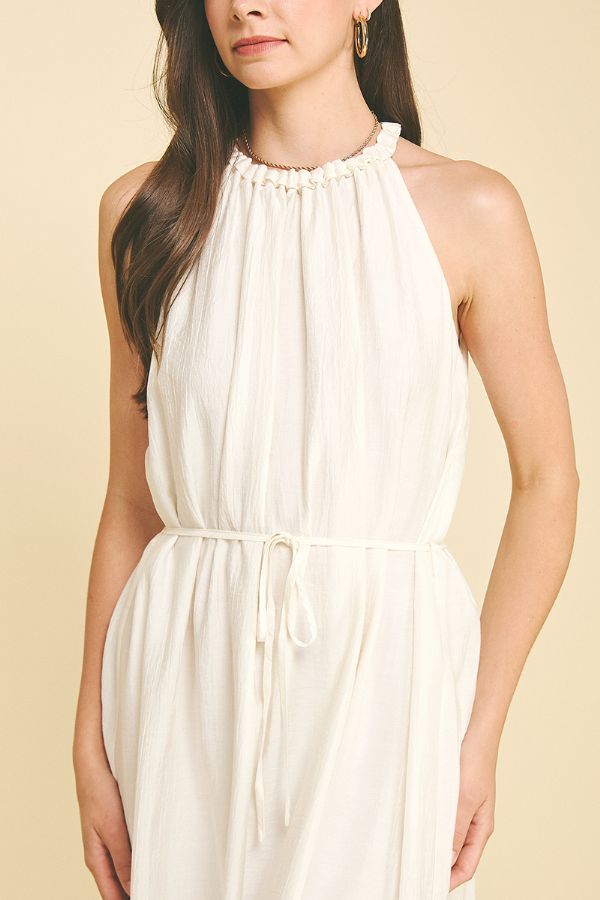 Ivory Textured Midi Dress