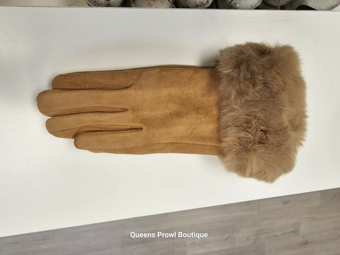 Gloves with Faux Fur Trim